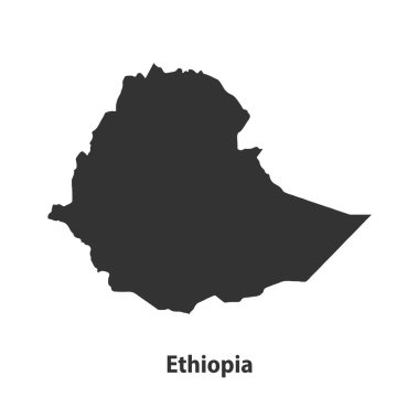 Etiyopya 'nın yüksek kaliteli siluet haritası Beyaz Arkaplanda izole edildi