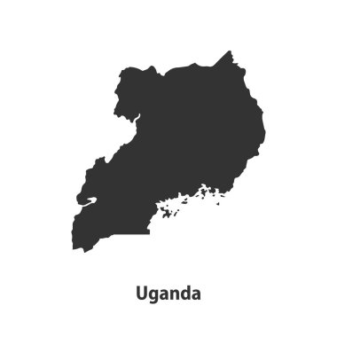 Beyaz Arkaplanda izole edilmiş yüksek kaliteli Uganda Silueti haritası