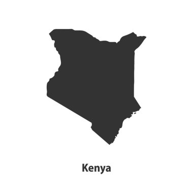 Kenya 'nın yüksek kaliteli siluet haritası Beyaz Arkaplanda izole edildi