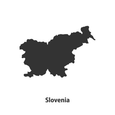 Slovenya 'nın yüksek kaliteli siluet haritası Beyaz Arkaplanda izole edildi