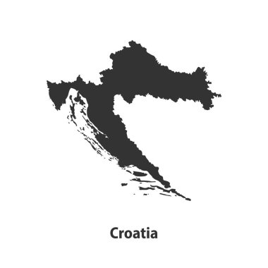 Hırvatistan 'ın yüksek kaliteli siluet haritası Beyaz Arkaplanda izole edildi