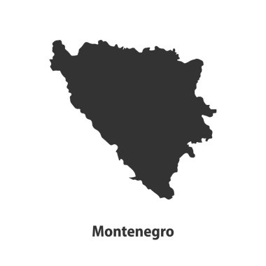 Karadağ 'ın yüksek kaliteli siluet haritası Beyaz Arkaplanda izole edildi