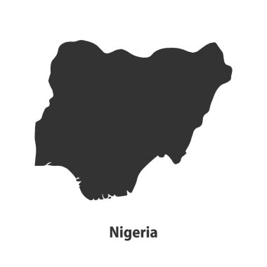 Beyaz Arkaplanda izole edilmiş yüksek kaliteli Nijerya Siluet haritası