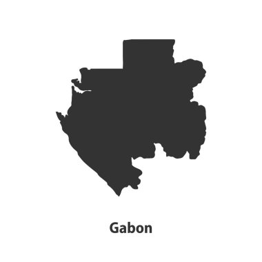 Gabon 'un yüksek kaliteli siluet haritası Beyaz Arkaplanda izole edildi
