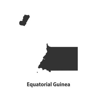 Beyaz arka planda izole edilmiş Ekvator Gine 'sinin yüksek kaliteli siluet haritası