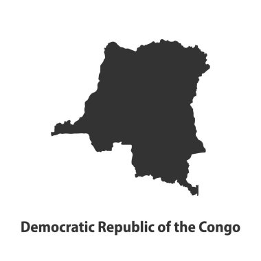 Kongo Demokratik Cumhuriyeti 'nin yüksek kaliteli siluet haritası Beyaz Arkaplanda izole edildi