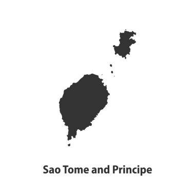 Beyaz zemin üzerinde izole edilmiş Sao Tome ve Principe 'nin yüksek kaliteli siluet haritası