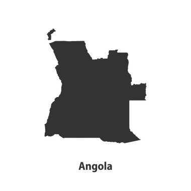 Angola 'nın yüksek kaliteli siluet haritası Beyaz Arkaplanda izole edildi