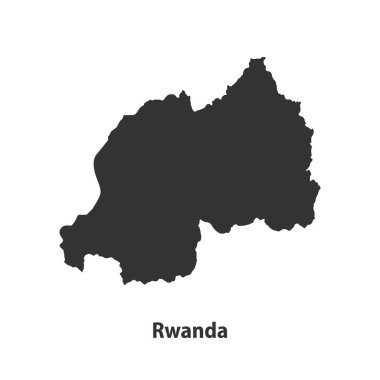 Ruanda 'nın yüksek kaliteli siluet haritası Beyaz Arkaplanda izole edildi