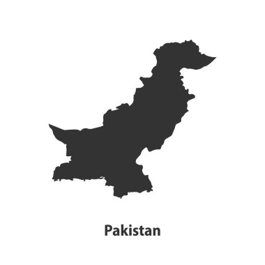 Pakistan 'ın yüksek kaliteli siluet haritası Beyaz Arkaplanda izole edildi