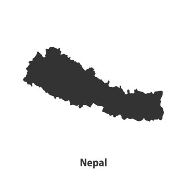 Beyaz Arkaplanda izole edilmiş Nepal 'in yüksek kaliteli siluet haritası