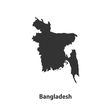 Bangladeş 'in yüksek kaliteli siluet haritası Beyaz Arkaplanda izole edildi