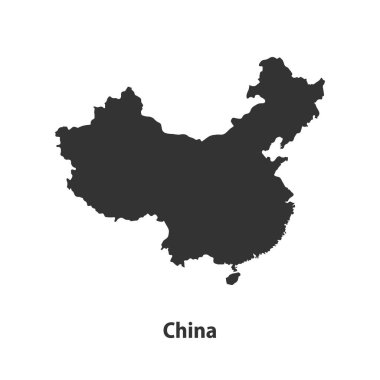 Çin 'in yüksek kaliteli siluet haritası Beyaz Arkaplanda izole edildi