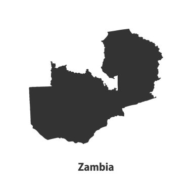 Beyaz Arkaplanda izole edilmiş yüksek kaliteli Zambiya silueti haritası