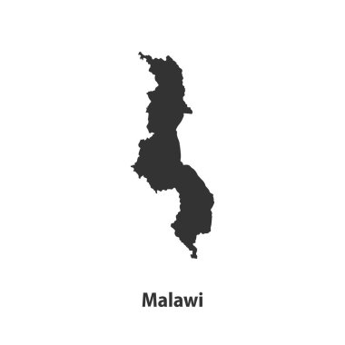 Beyaz Arkaplanda izole edilmiş yüksek kaliteli Malawi Silueti haritası