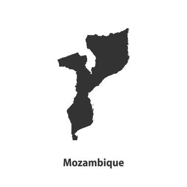 Mozambik 'in yüksek kaliteli siluet haritası Beyaz Arkaplanda izole edildi