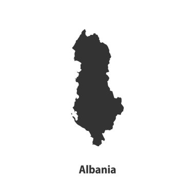 Arnavutluk 'un yüksek kaliteli siluet haritası Beyaz Arkaplanda tecrit edildi