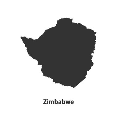 Beyaz Arkaplanda izole edilmiş yüksek kaliteli Zimbabwe siluet haritası