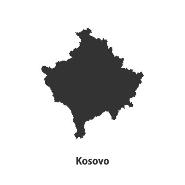 Kosova 'nın Yüksek Kaliteli Siluet Haritası Beyaz Arkaplanda İzole Edildi