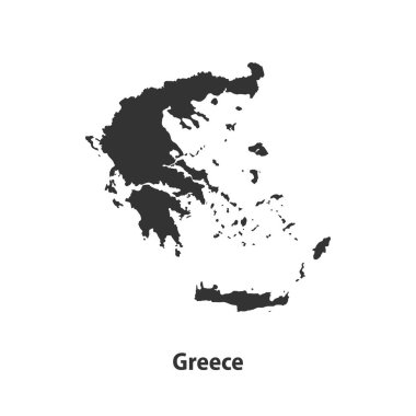 Yunanistan 'ın yüksek kaliteli siluet haritası Beyaz Arkaplanda izole edildi