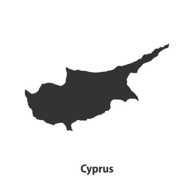 Kıbrıs 'ın Yüksek Kaliteli Siluet Haritası Beyaz Arkaplanda İzole Edildi