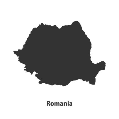 Romanya 'nın yüksek kaliteli siluet haritası Beyaz Arkaplanda izole edildi