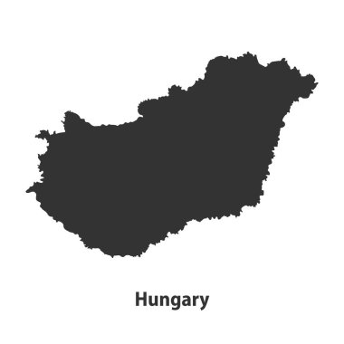 Macaristan 'ın yüksek kaliteli siluet haritası Beyaz Arkaplanda izole edildi