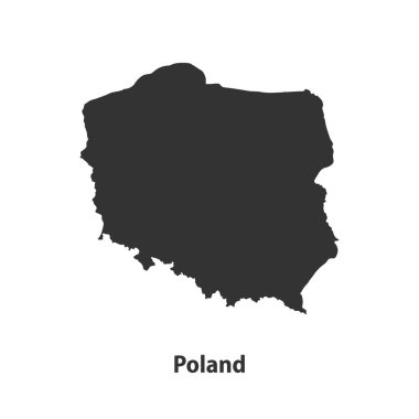 Polonya 'nın yüksek kaliteli siluet haritası Beyaz Arkaplanda izole edildi