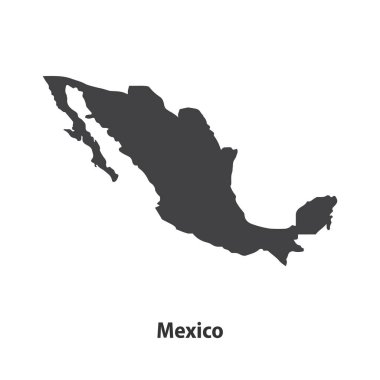 Beyaz arka planda izole edilmiş yüksek kaliteli Meksika silueti haritası