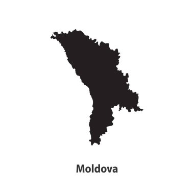 Moldova 'nın yüksek kaliteli siluet haritası Beyaz Arkaplanda izole edildi
