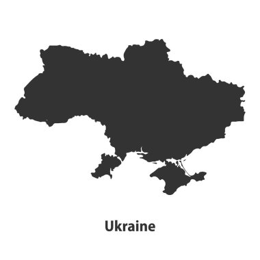 Ukrayna 'nın yüksek kaliteli siluet haritası Beyaz Arkaplanda izole edildi