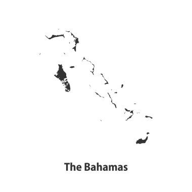 Bahamalar 'ın yüksek kaliteli siluet haritası Beyaz Arkaplanda izole edildi
