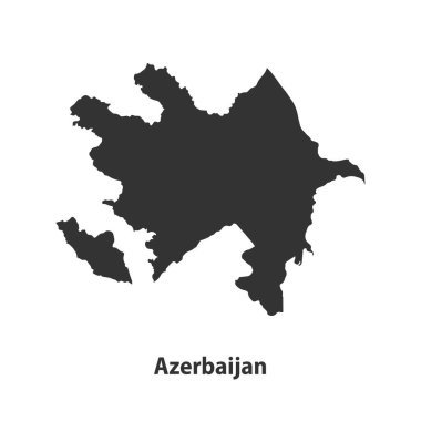 Beyaz Arkaplanda izole edilmiş Azerbaycan 'ın yüksek kaliteli siluet haritası