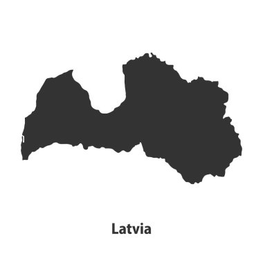 Beyaz Arkaplanda izole edilmiş yüksek kaliteli Letonya Siluet haritası