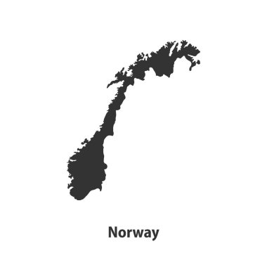 Beyaz Arkaplanda izole edilmiş Norveç 'in yüksek kaliteli siluet haritası