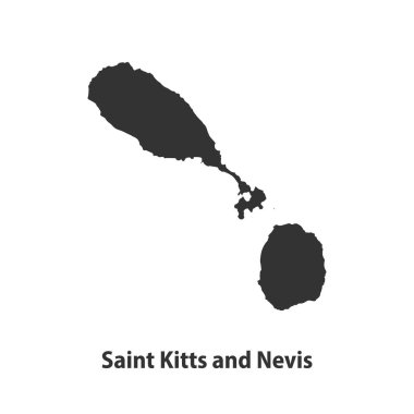Saint Kitts ve Nevis 'in yüksek kalite siluet haritası beyaz arka planda izole edildi