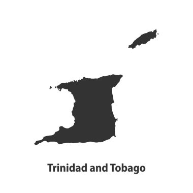 Beyaz arka planda izole edilmiş Trinidad ve Tobago 'nun yüksek kaliteli siluet haritası