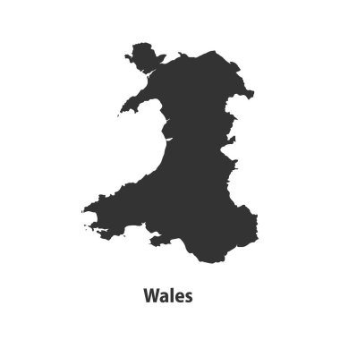 Beyaz Arkaplanda izole edilmiş yüksek kaliteli Galler Siluet haritası