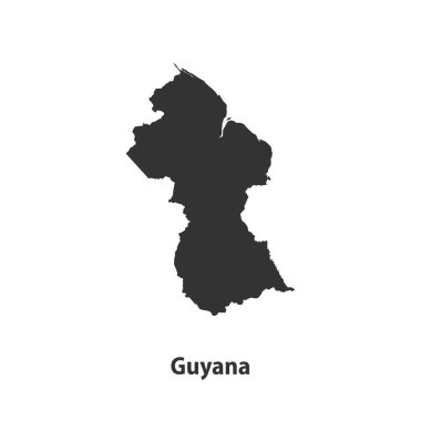 Guyana 'nın Beyaz Arkaplanda izole edilmiş yüksek kaliteli siluet haritası