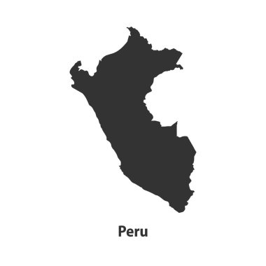 Peru 'nun yüksek kaliteli siluet haritası Beyaz Arkaplanda izole edildi