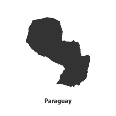 Paraguay 'ın yüksek kaliteli siluet haritası Beyaz Arkaplanda izole edildi