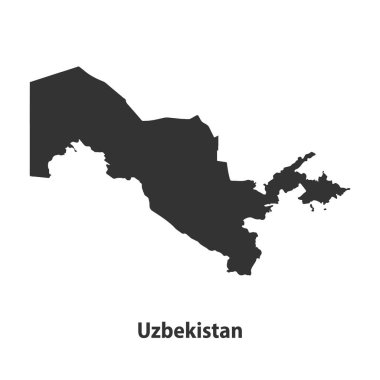 Özbekistan 'ın yüksek kaliteli siluet haritası Beyaz Arkaplanda izole edildi