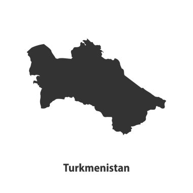 Türkmenistan 'ın yüksek kaliteli siluet haritası Beyaz Arkaplanda izole edildi