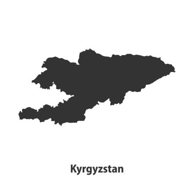 Kırgızistan 'ın yüksek kaliteli siluet haritası Beyaz Arkaplanda izole edildi