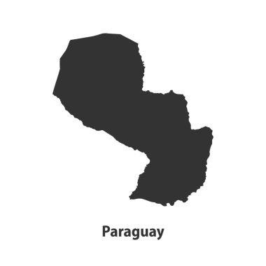 Paraguay 'ın yüksek kaliteli siluet haritası Beyaz Arkaplanda izole edildi