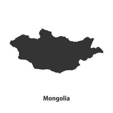 Beyaz arka planda izole edilmiş yüksek kaliteli Moğolistan silueti haritası