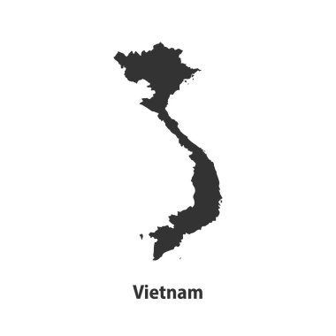 Beyaz arka planda izole edilmiş yüksek kaliteli Vietnam silueti haritası