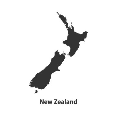 Yeni Zelanda 'nın yüksek kaliteli siluet haritası Beyaz Arkaplanda izole edildi