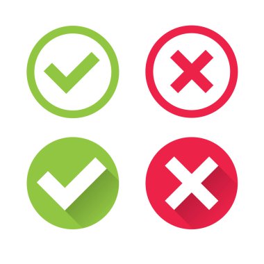 Beyaz Arkaplanda Doğru ya da Yanlış Simgeleri İzole Edildi