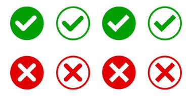 Beyaz Arkaplanda Doğru ya da Yanlış Simgeleri İzole Edildi